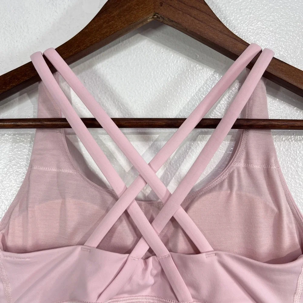 Lululemon Energy Longline Bra Size 4 Meadowsweet Pink Luxtreme Strappy Yoga Gym